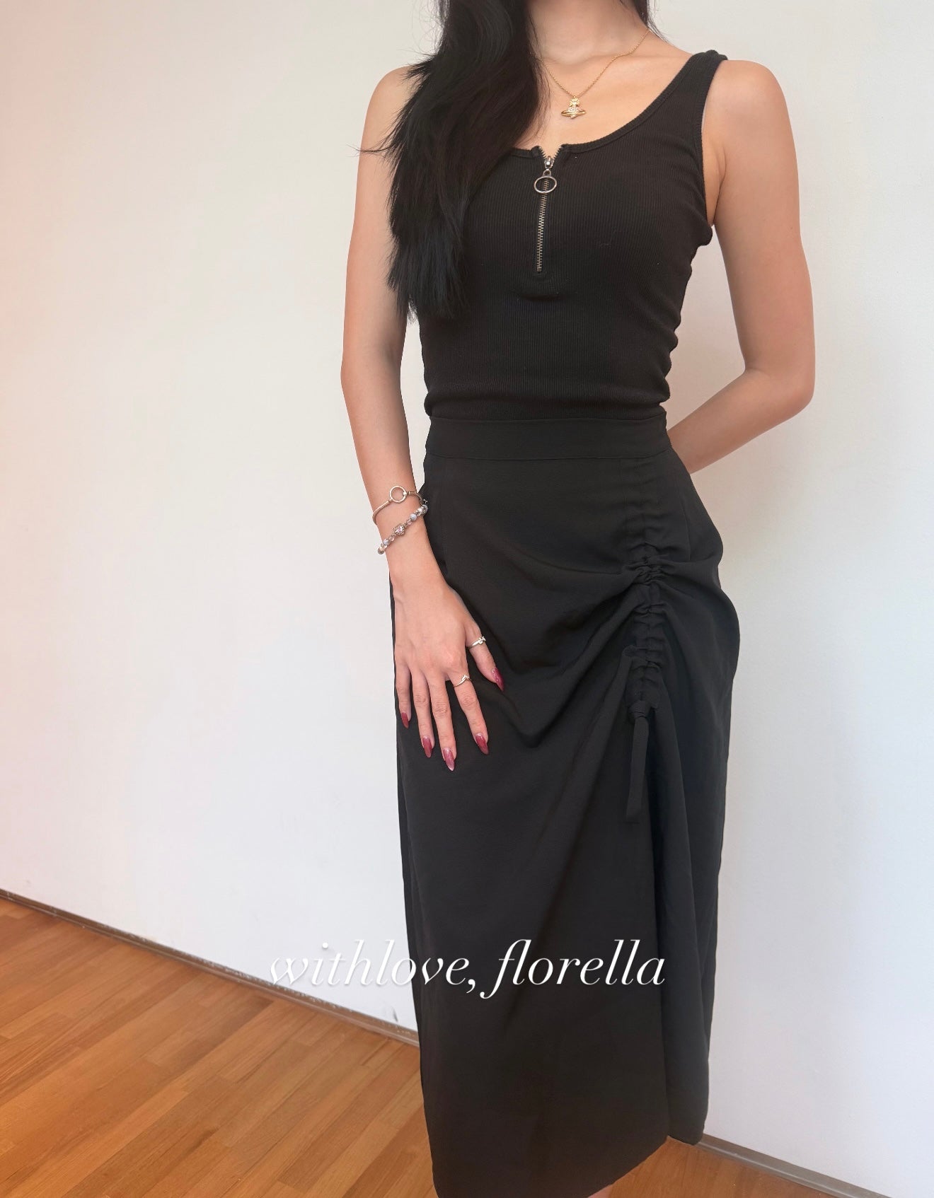 Linen Dawn Ruched Skirt ( Midi/Maxi )