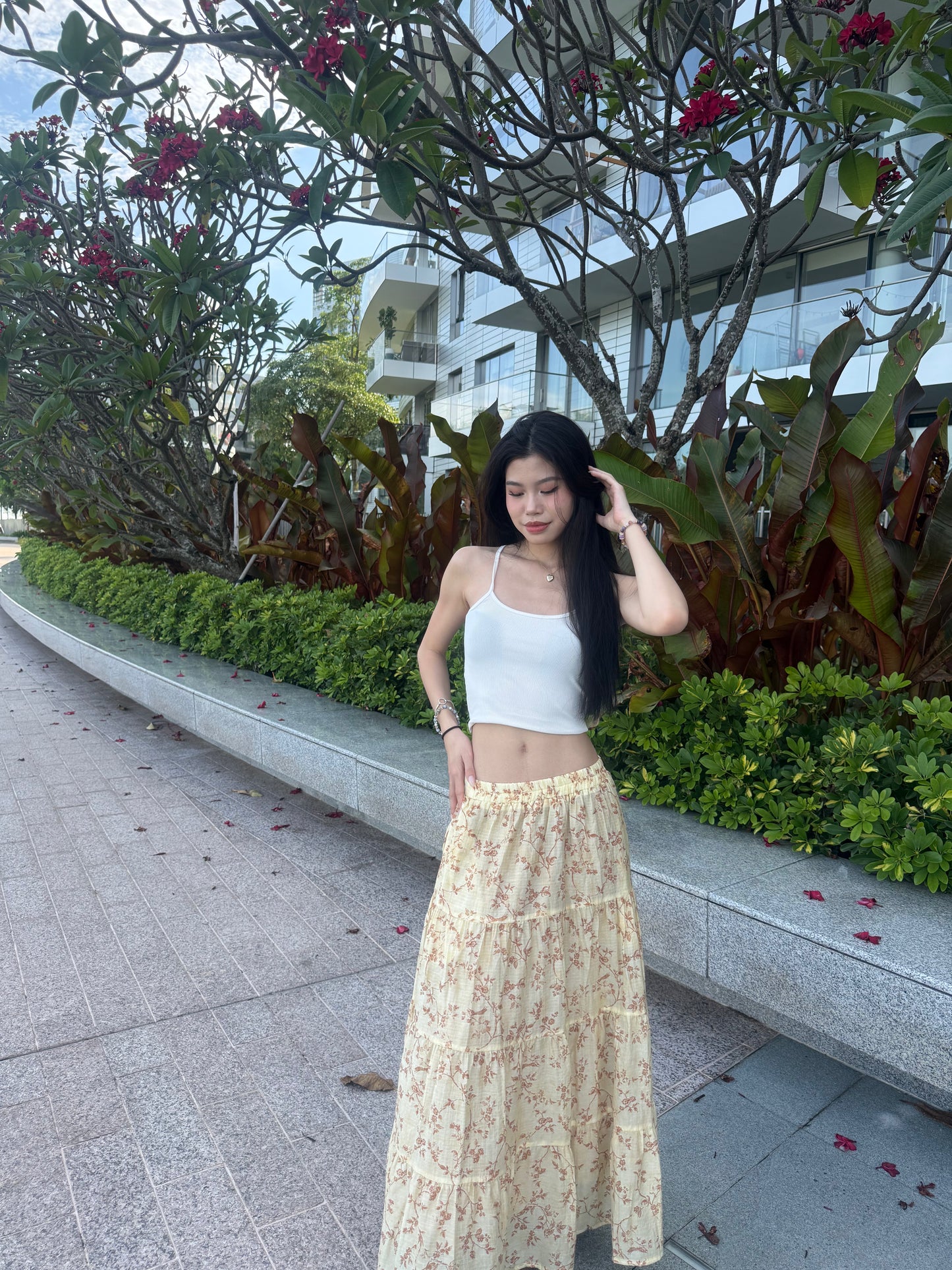 Linen Orange Garden of Vows Tier Skirt