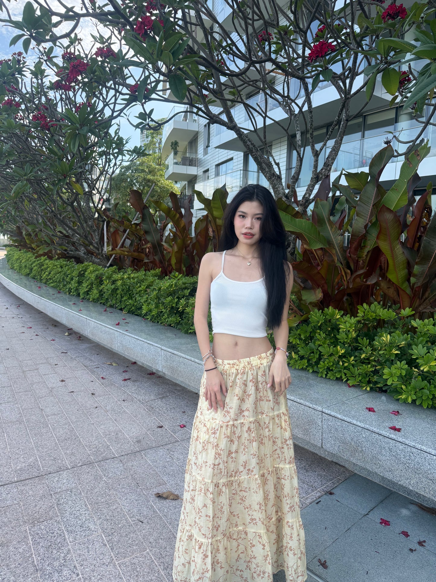 Linen Orange Garden of Vows Tier Skirt