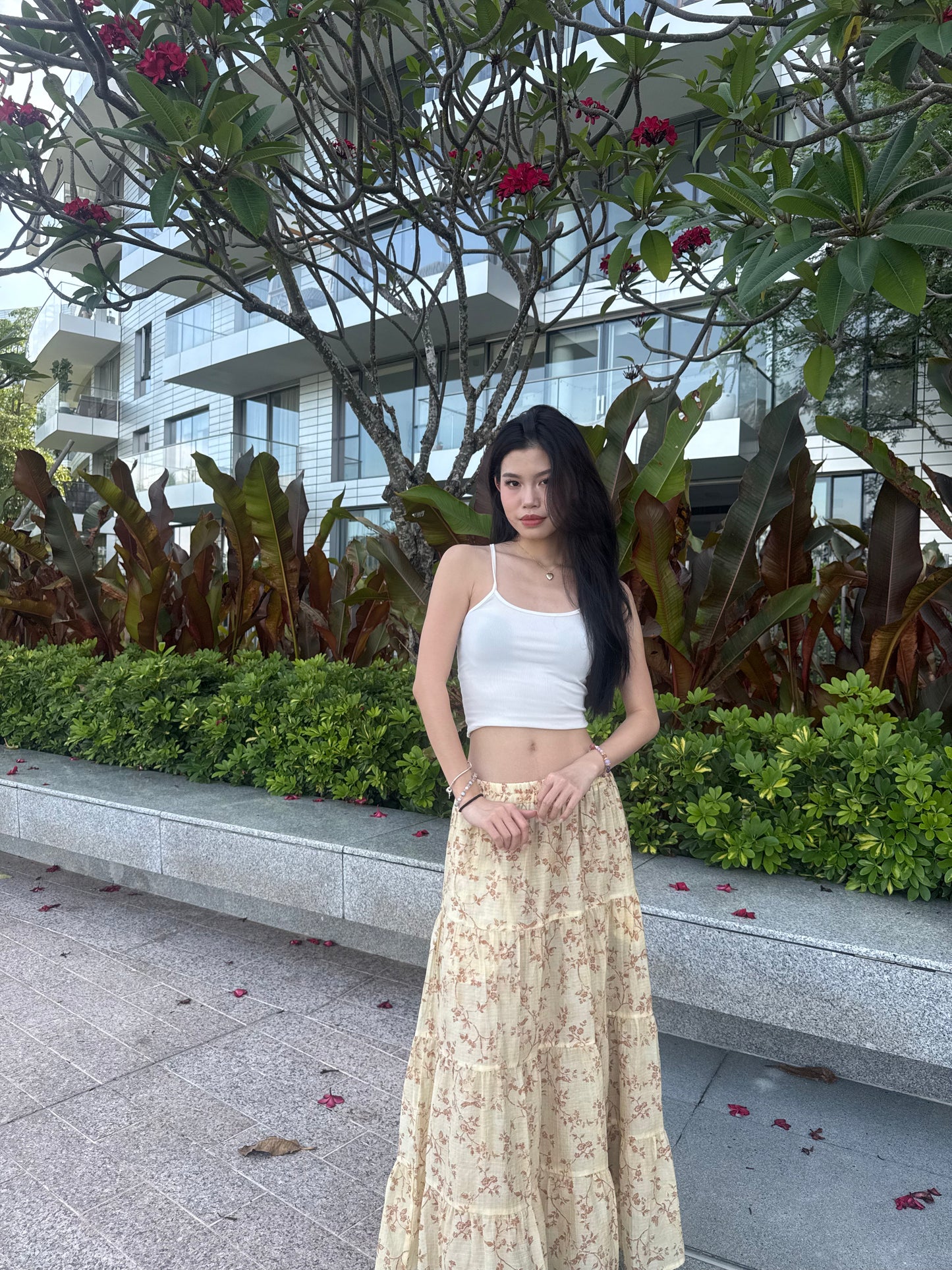 Linen Orange Garden of Vows Tier Skirt
