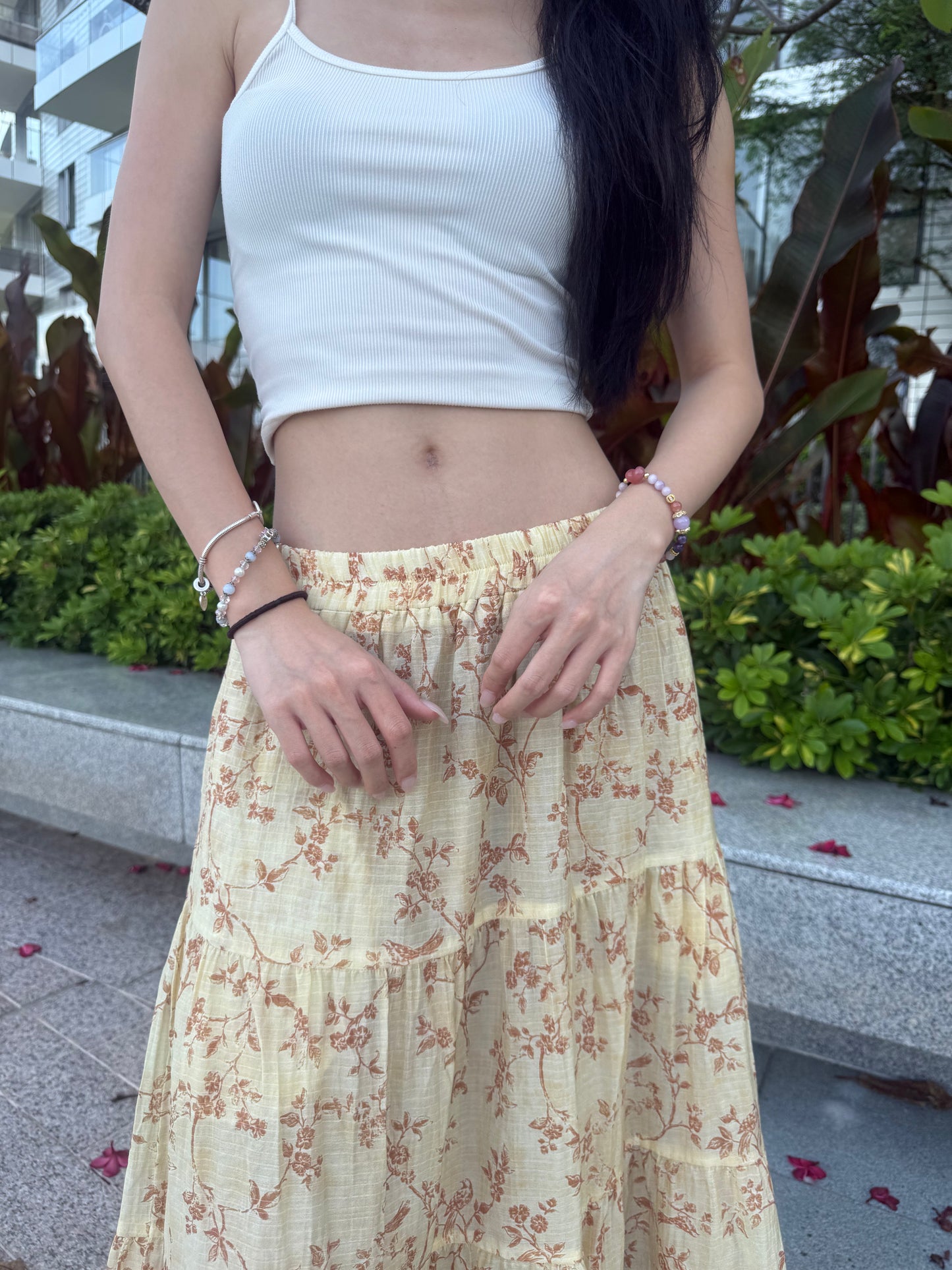 Linen Orange Garden of Vows Tier Skirt