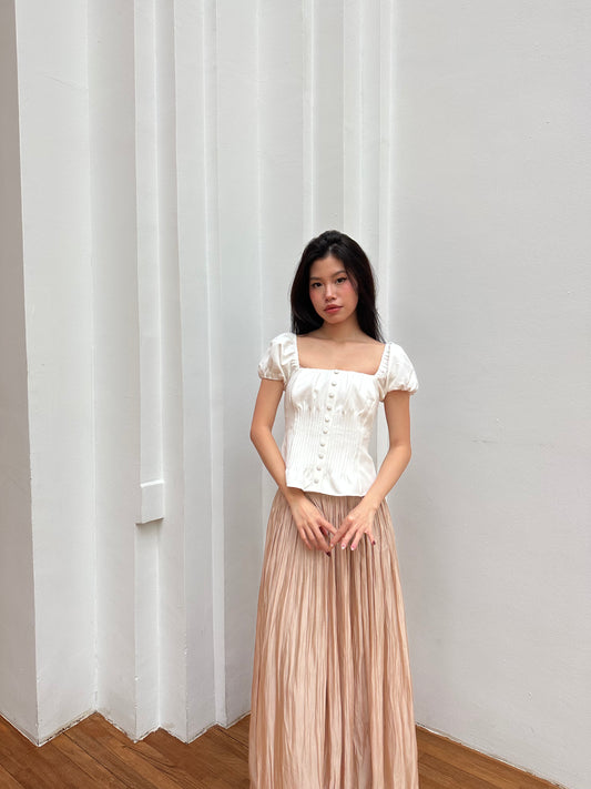 Julia Shimmer Maxi Skirt in Latte