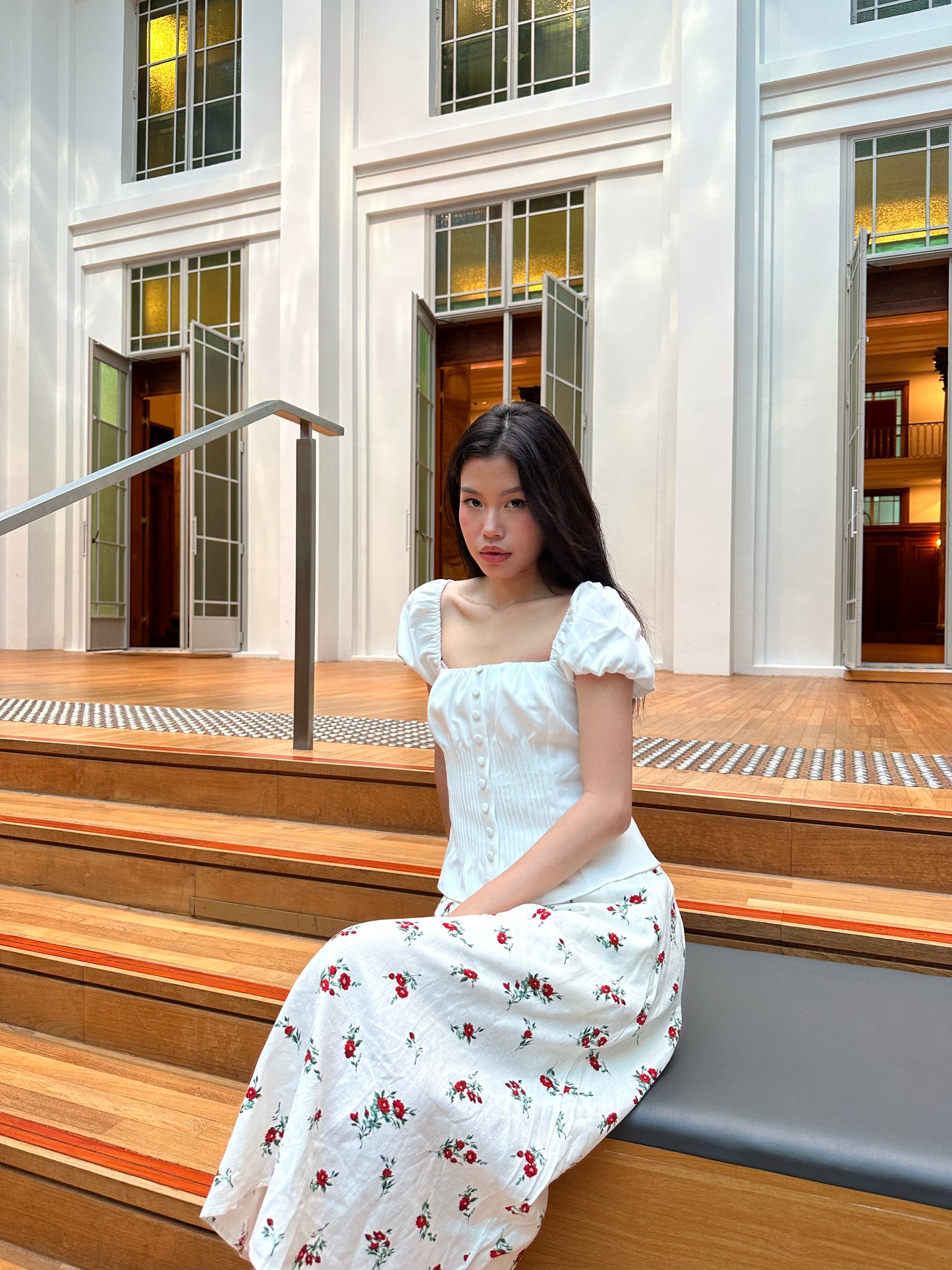 Linen Blossom A Line Midi/Maxi Skirt