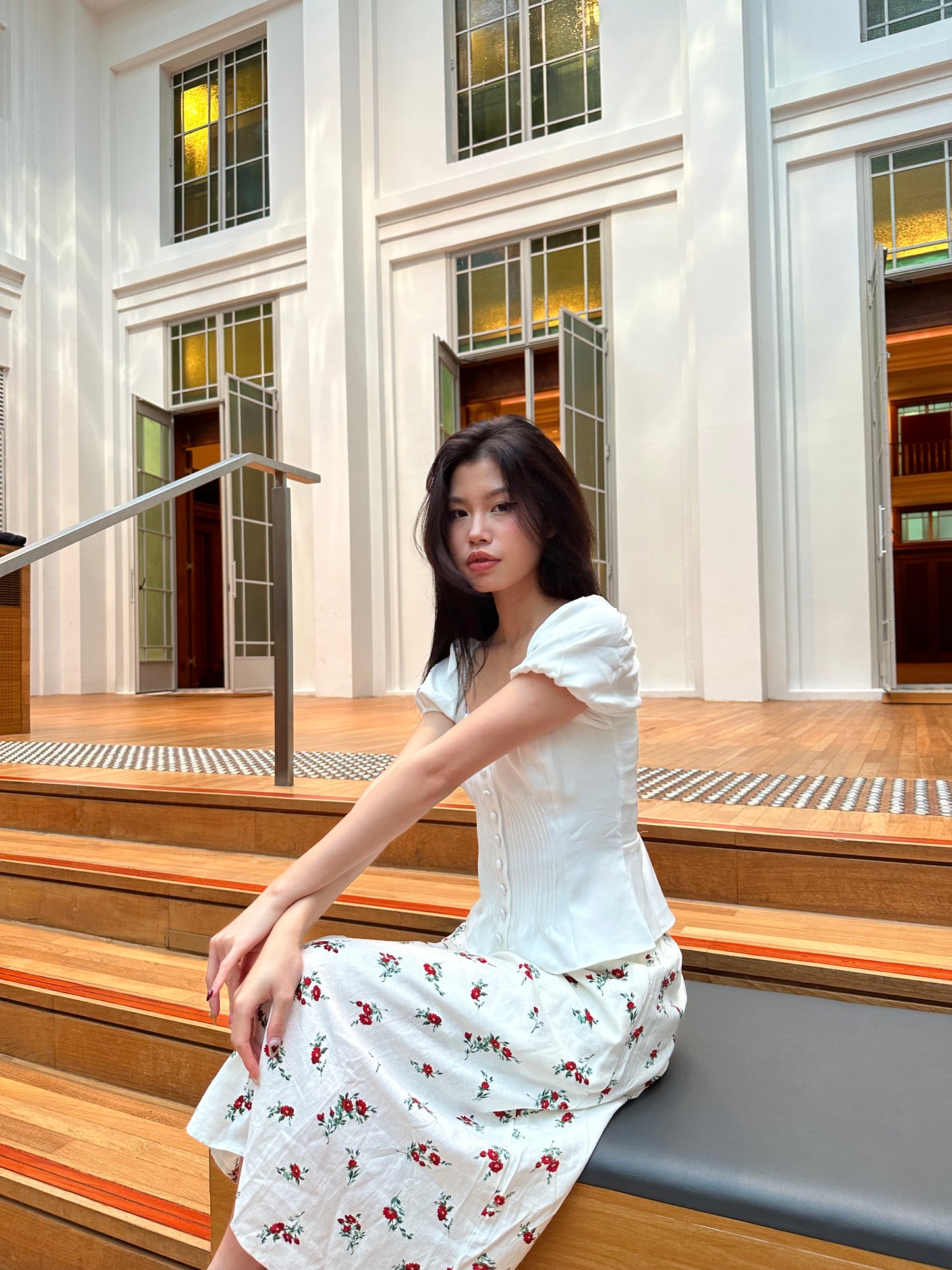 Linen Blossom A Line Midi/Maxi Skirt