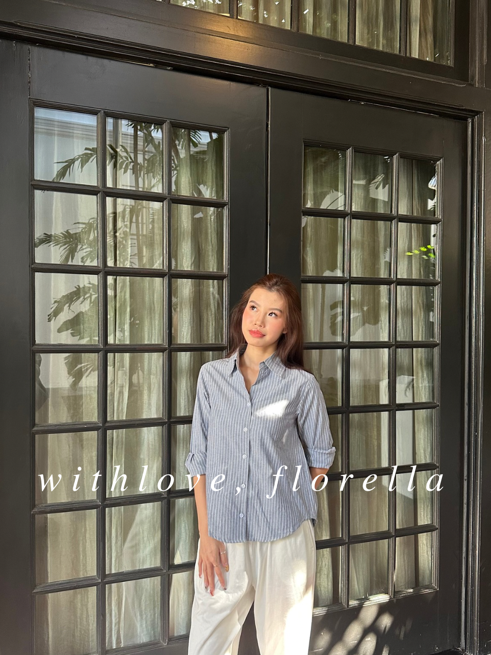 Boyfriend Oversized T-shirt (Khaki/Blue)