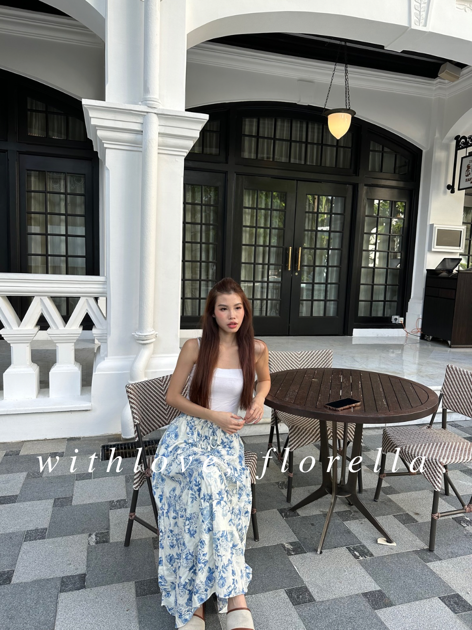 Linen Botanica Tier Maxi Skirt (White based)