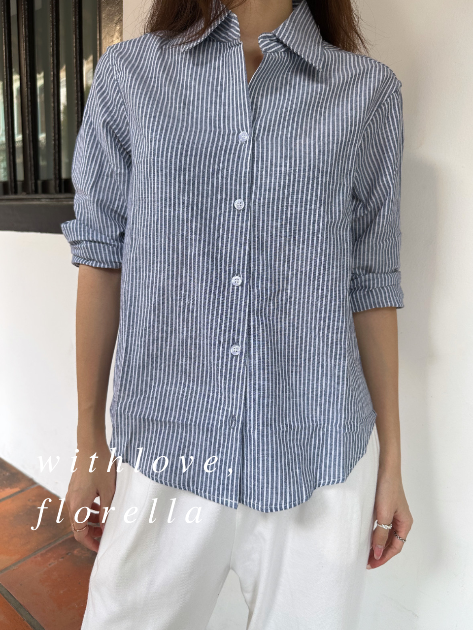 Ver 2: Boyfriend Oversized T Shirt/Outerwear in Stripes ( Linen )