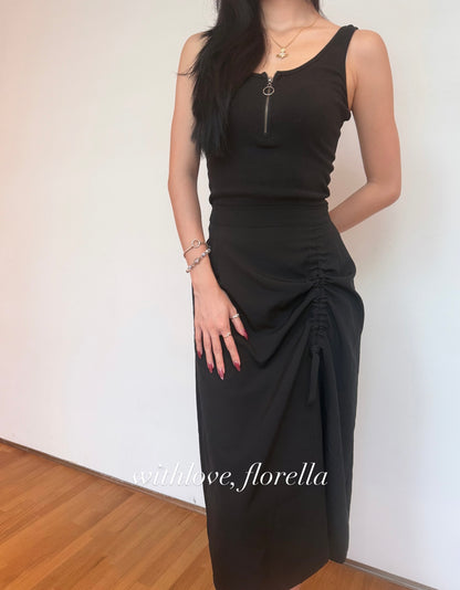 Linen Dawn Ruched Skirt ( Midi/Maxi )