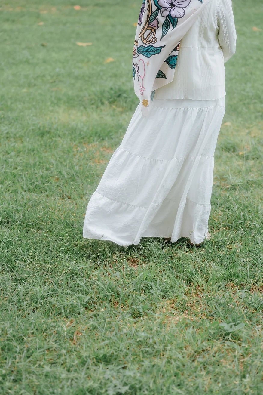 Linen Tier maxi skirt